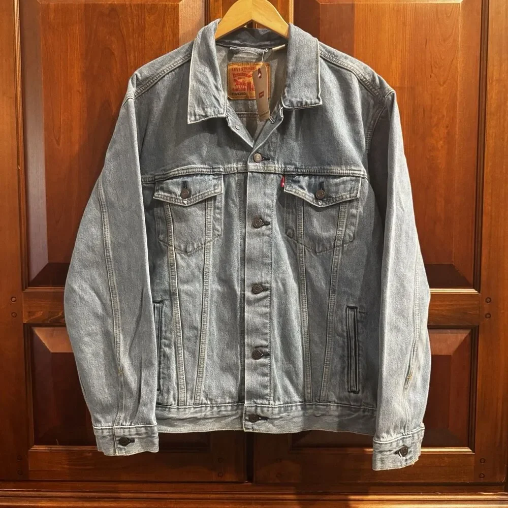 Levi’s Men’s Trucker Denim Standard Jacket Light Wash Button Front XXL NWT